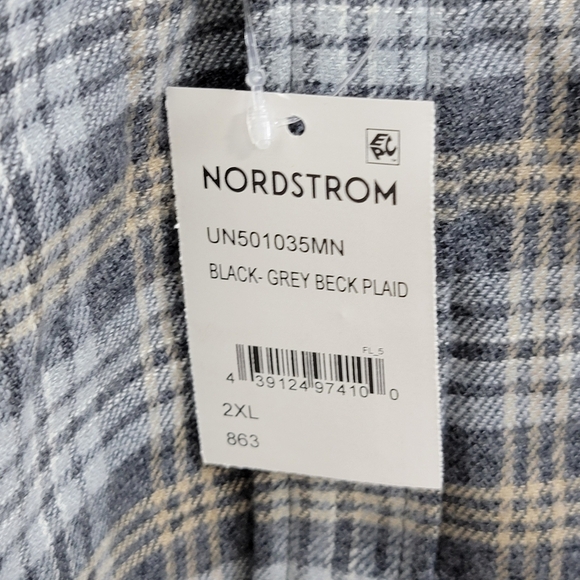 14th & Union Trim Fit Stretch Grindle Black & Gray Beck Plaid Shirt Sz 2XL NEW - Picture 6 of 10